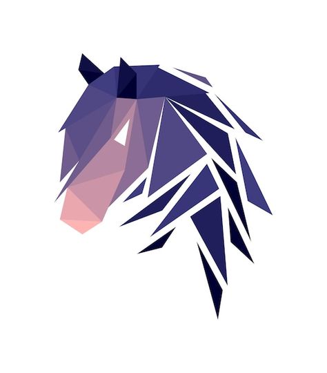 Vector illustration in graphic stylevect... | Premium Vector #Freepik #vector #polygonal-animal #horse-logo #geometric-animal #black-polygon Geometric Horse Drawing, Polygon Art Animal, Geometric Horse, Polygon Design, Logo Geometric, Polygon Art, Black Paper Drawing, Horse Logo, Animal Portraits