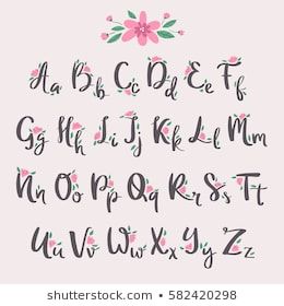 Nature Font, Flower Font, Illustration Design Graphique, Bullet Journal Font, Journal Fonts, Cursive Alphabet, Writing Fonts, Hand Lettering Alphabet, Hand Lettering Fonts