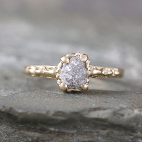 Aquamarine Engagement Ring Vintage, Raw Stone Engagement Rings, Rough Diamond Engagement Ring, Raw Diamond Rings, Raw Diamond Engagement Rings, Engagement Rings Sale, Trending Engagement Rings, Ring Trends, Aquamarine Engagement Ring