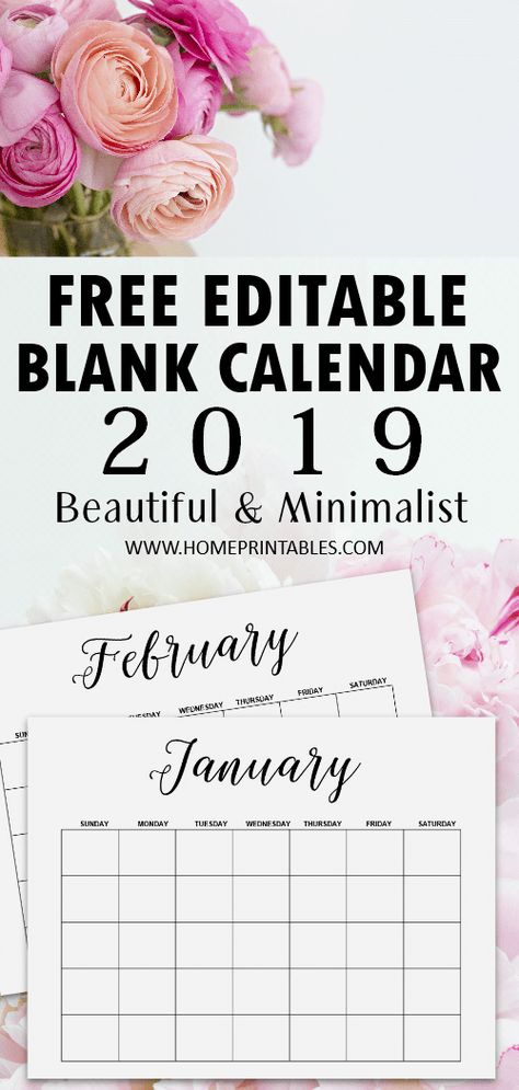 DOWNLOAD blank calendar 2019 template for free! It's fully editable in Microsoft Word format. Use it as a meal planner, organizer, and more! Great to use to organize your life. #2019 #calendar #freeprintable #blankcalendar2019 Free Printable Blank Calendar, Editable Monthly Calendar, Home Printables, Calendar Word, 2020 Calendar Template, Free Calendar Template, Editable Calendar, Calendar 2019, Monthly Calendar Template