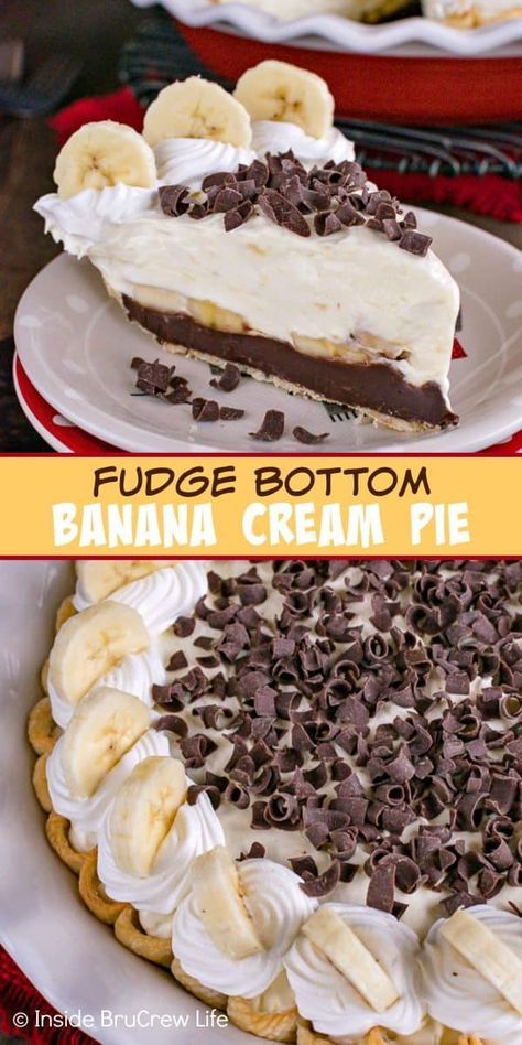 Banana Pie Recipe, Best Fudge, Creme Pie, Banana Cream Pie Recipe, Banana Pie, Banana Dessert Recipes, Banana Cheesecake, Pie Pops, Cheesecake Pudding