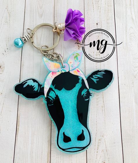 Bandana Keychain, Cow With Bandana, Cow Keychain, Cattle Tags, Keychain With Tassel, Cow Tag, Xmas Diy, Acrylic Keychain, Purse Charms