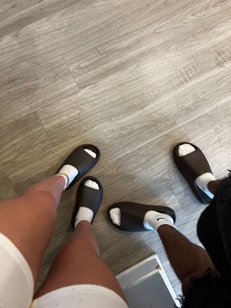 Matching Yeezy Slides Couple, Matching Shoes For Couples, Black Couple Art, Couple Fits, Preppy Shoes, Pretty Shoes Sneakers, Couple Shoes, Black Love Couples, Black Couples Goals