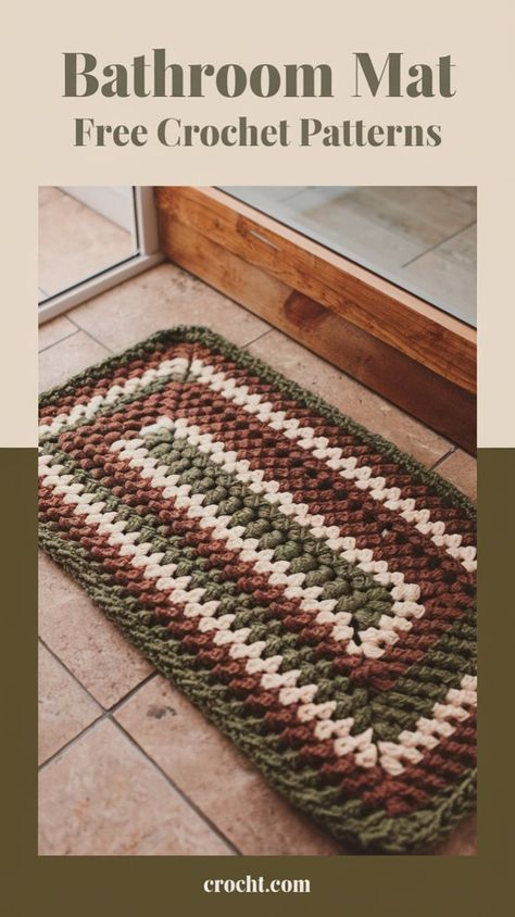 Find free crochet patterns for bathroom mats to enhance your decor. Great for a soft, personalized accessory that feels great underfoot! Crochet Bathroom Rug, Crochet Bath Mat, Crochet Bathroom, Crochet Mat, Crochet Rugs, Crochet Decor, Easy Patterns, Stitching Techniques, Bobble Stitch