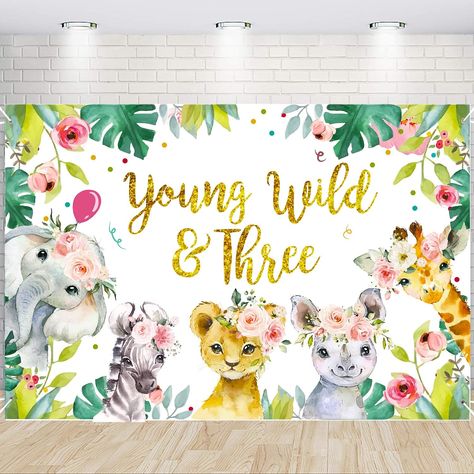 Wild And Three Decorations, Wild And Three Party, Backdrop Balloons, Turning Three, Golden Birthday Parties, Young Wild And Three, Balloons Arch, 12 Birthday, 3 Birthday