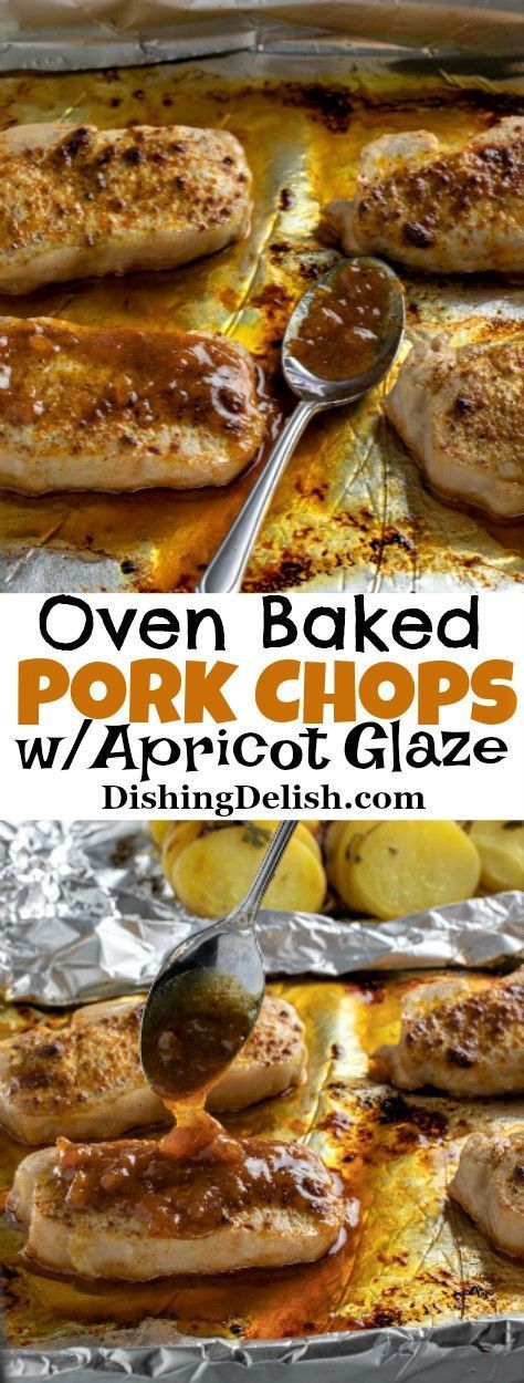 Oven Baked Pork Chops w/Apricot Glaze is a gluten free recipe that's flavorful and easy to make. This recipe is an easy sheet pan dinner that's easy to throw together.  #porkchops #EasyRecipe #GlutenFree #ApricotGlaze #porkchopglaze #sheetpanRecipe #Glaze #fruitglaze #glutenfreerecipes #glutenfreedinners #Apricot #ovenbaked #easyPorkChop Apricot Glazed Pork Chops, Best Baked Pork Chops, Oven Fried Pork Chops, Apricot Pork, Oven Baked Pork Chops, Easy Sheet Pan Dinner, Apricot Glaze, Easy Fast Dinner Recipes, Baked Pork Chops Oven