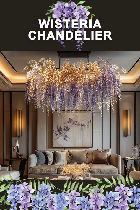 Illuminate your home with the enchanting glow of wisteria chandeliers! ✨ Bring a touch of nature-inspired beauty to your space. #WisteriaChandeliers #HomeLighting #InteriorDecor Wisteria Ceiling, Wisteria Chandelier, Dream House Decor, Wisteria, Crafty Stuff, Light And Shadow, Home Lighting, Seating Area, House Decor