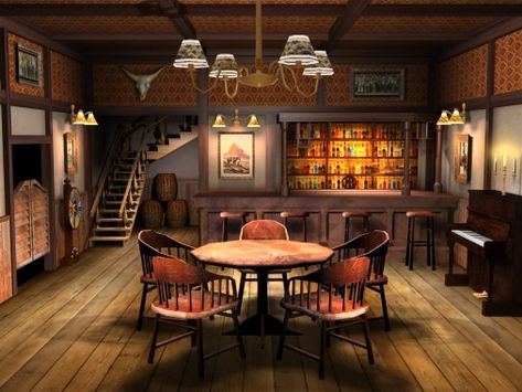 Wild West Interior, Saloon Wallpaper, Escape Room Themes, Neon Sign Room, Saloon Decor, Old West Saloon, West Aesthetic, Western Style Interior, Saloon Ideas