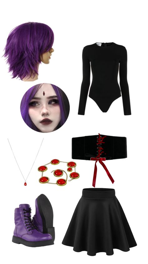 Cosplay idea for raven from teen titans go Teen Titans Raven Costume, Teen Titans Go Costume, Raven Teen Titans Cosplay, Teen Titans Outfits, Raven Halloween Costume, Starfire Costume, Raven Outfits, Teen Titans Cosplay, Raven Costume