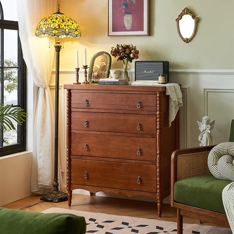 SMI Cabinetry Inc 41.34" Vintage color Standard Solid Wood Accent Chest | Wayfair Light Wood Dresser, Dresser In Living Room, California Ranch, Solid Wood Dresser, House Of Dreams, Room Vibes, Tall Dresser, Accent Chest, Living Room Bookcase