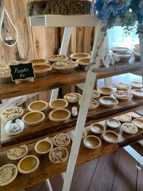 Mini Pies Wedding Display, Mini Pie Wedding Display, Mini Pie Display, Wedding Pie Table, Pie Dessert Table, Pie Bar Wedding, Wedding Pies, Pie Table, November Baby Shower