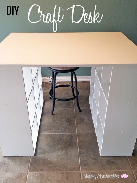 Diy Craft Desk, Diy Craft Table, Diy Crafts Desk, Closet Maid, Craft Tables With Storage, Cheap Diy Crafts, Craft Table Diy, Nordic Winter, Dream Craft Room