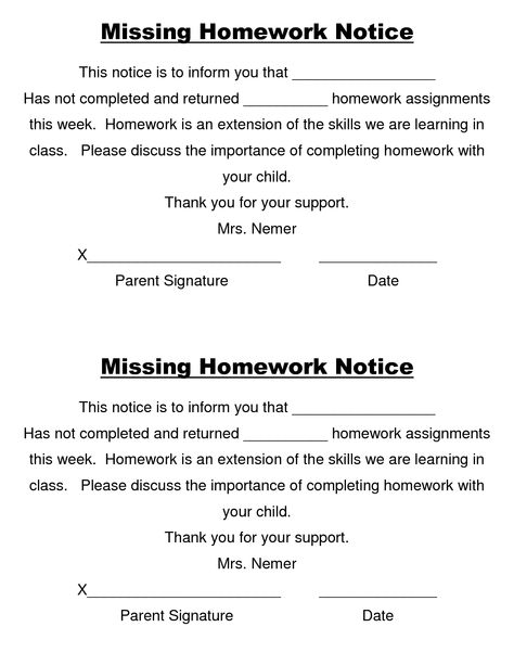 Missing Homework Notice Homework Letter, Assignment Template, Missing Homework, Homework Template, Workbook Layout, No Homework, Sign In Sheet Template, Missing Work, Notes To Parents