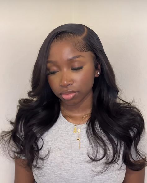 16 Inch Body Wave Sew In, Side Part Curls Short, 16 Inch Body Wave Wig, Sew In Leave Out Hairstyles, 15th Birthday Hairstyles, 16inch Wig, 16 Inch Sew In Weave, Side Part Closure Sew In, Sew In Ideas