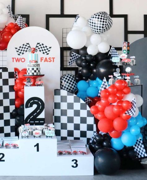 TWO FAST Birthday Party Ideas | Photo 3 of 6 | Catch My Party 6th Birthday Party Ideas, Two Fast Birthday Party, Two Fast Birthday, 6th Birthday Party, 2nd Birthday Party For Boys, Car Birthday Party, Cars Birthday Invitations, Car Birthday Theme, Race Car Birthday Party