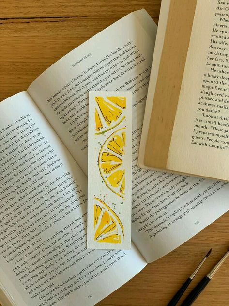 Lemon Bookmark, Orange Bookmark, Penanda Buku Diy, Fruit Bookmark, Bookmark Watercolor, Handmade Bookmarks Diy, Penanda Buku, Creative Bookmarks, Bookmark Craft