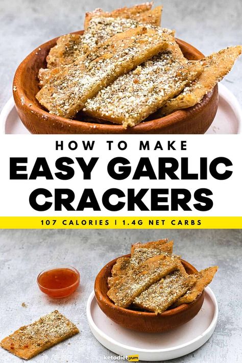 Garlic Crackers, Keto Crackers, Low Carb Crackers, Crackers Recipe, Easy Keto Recipes, Carb Foods, Keto Challenge, Keto Food List, Cracker Recipes