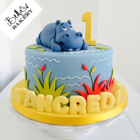 Hippo cake - Cake by Bella's Bakery Hippo Cake, Fantasy Cake, 4th Birthday Cakes, Bakery Cake, Animal Cakes, Cake Shapes, Childrens Birthday Cakes, Boy Birthday Cake, Novelty Cakes