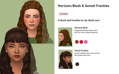 I’m posting this blush and freckles as a thank you gift for all the love on the summer bed and walls! (I’ve also hopped on the glossier preview train lmao I just have too much of their stuff). The... Sims 4 Maxis Match, Summer Bed, Maxis Match Cc, Summer Bedding, Cannoli, Maxis Match, Thank You Gifts, Too Much, Skin Tones