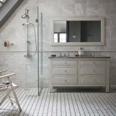 Hamptons Tiles, Fired Earth Bathroom, Fired Earth Tiles, Marble Bathrooms, Wet Room Flooring, Porcelain Tile Bathroom, Big Bed, Patterned Tiles, Tile Layout