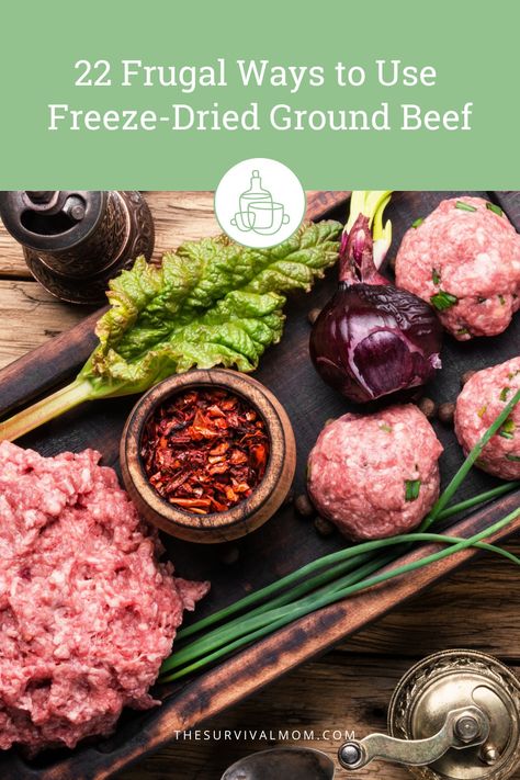 Cooked ground beef Simple Recipe Ideas, Freeze Dried Meat, Dried Food, Mexican Rice, Freeze Drying Food, Chopped Tomatoes, Freeze Dried, Refried Beans, Freeze Drying