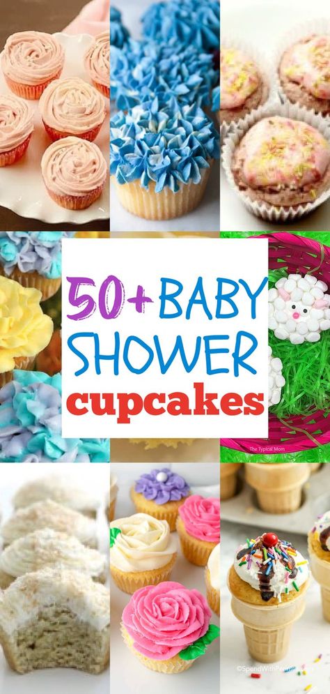 These recipes for DIY baby shower cupcakes will make the perfect dessert to serve at your upcoming festivities. Get creative with our list of ideas, or come up with something custom-made yourself! Baby Boy Shower Cupcake Ideas, Cupcakes For Baby Shower Boy, Boy Baby Shower Cupcake Ideas, Its A Boy Cupcakes, Baby Boy Cupcake Ideas, Baby Shower Cupcakes Girl, Baby Boy Shower Cupcakes, Baby Shower Dessert Ideas, Baby Shower Cupcake Ideas