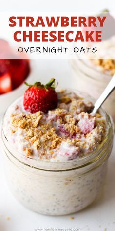 Strawberry Cheesecake Overnight Oats, Cheesecake Overnight Oats, Overnight Oats Recipe Easy, Best Overnight Oats Recipe, Overnight Oatmeal Recipes, Oat Recipes Healthy, Overnight Oats Recipe Healthy, Overnight Oats Healthy, Overnight Oats Recipe