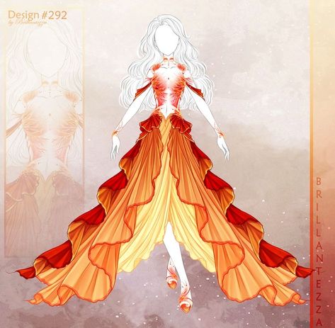 Fantasy Dress Drawing, Drawing Orange, Fire Princess, Clothing Sketches, Dress Design Drawing, Drawing Fashion, Clothing Design Sketches, Drawing Anime Clothes, Dress Design Sketches