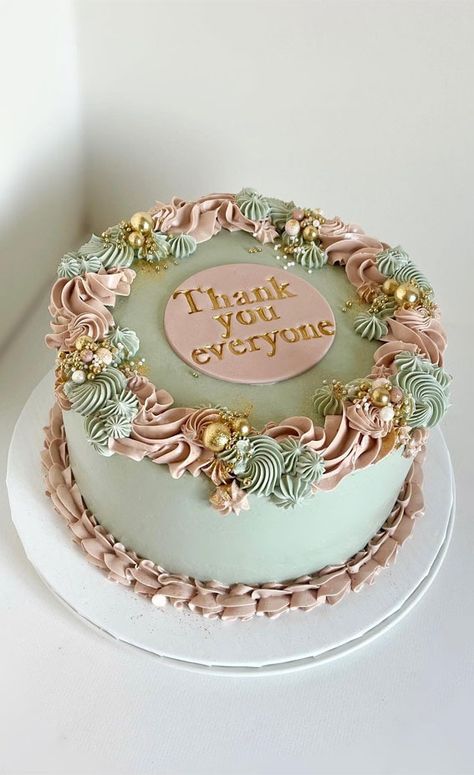 50 Cute Vintage Style Cake Delight Ideas : Mint Green & Mauve Cake Simple Cake Decorating Ideas Birthday, Mint Green Cake Design, Pink And Green Birthday Decorations, Vintage Birthday Cake Aesthetic, Green Cake Aesthetic, Green Cake Birthday, Pink And Green Birthday Cake, Mauve Cake, Pink Green Cake