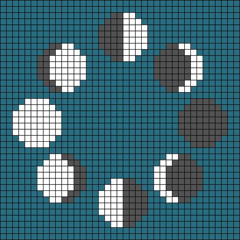 Alpha pattern #42522 variation #86557 | BraceletBook Moon Phases Crochet Pattern, Moon Phases Pixel Art, Small Pixel Art Grid, Crochet Alpha Patterns, Grid Ideas, Pixel Grid, Space Tapestry, Venus Symbol, Xmas 2024