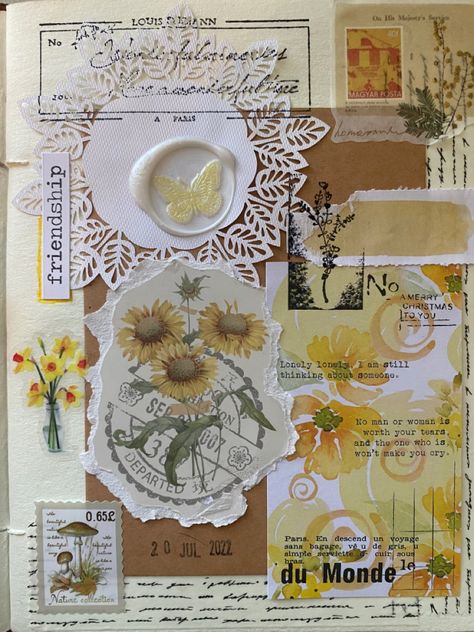 Artsy Scrapbook, Junk Scrapbooking, Aestethic Journal, Journaling Ideas Aesthetic, Scrapbook Inspo, Handmade Journals Diy, Beautiful Scrapbook Layouts, Cute Scrapbooks, Collage Book