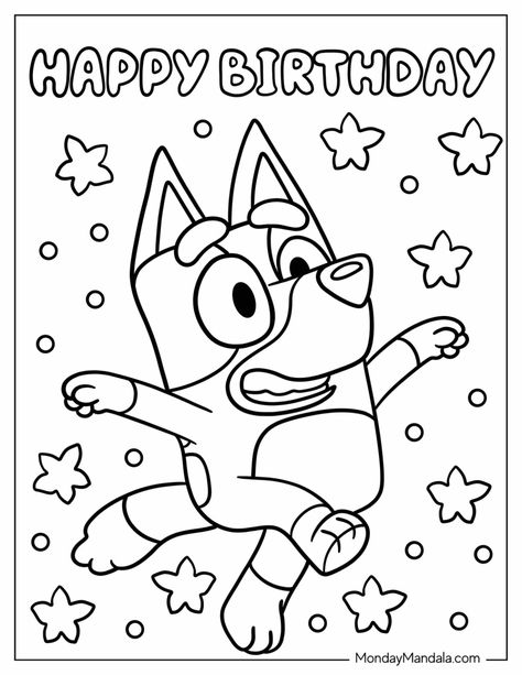 36 Happy Birthday Coloring Pages (Free PDF Printables) Bluey Birthday Coloring Pages Free, Free Printable Birthday Coloring Pages, Bluey Birthday Coloring Pages, Free Birthday Coloring Pages, Bluey Coloring Pages Free, Happy Birthday Coloring Pages Printables, Birthday Coloring Pages Free Printable, Birthday Printables Free, Bluey Coloring Pages