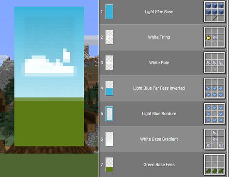 Cloud Banner Minecraft, Minecraft Mountain House, Mc Banner, Minecraft Mountain, Minecraft Banner Patterns, Minecraft Secrets, Minecraft Interior, Minecraft Banner Designs, Minecraft Banners