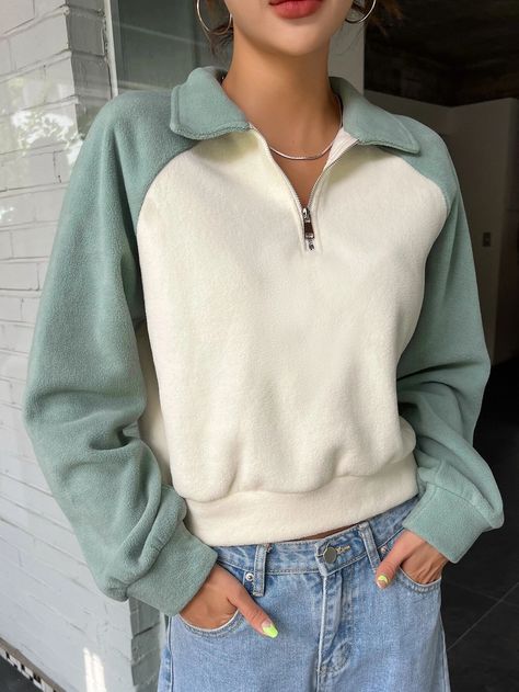 Raglan Sleeve Sweatshirt, College Shirts, Raglan Sweater, Women Sweatshirts, Crop Sweatshirt, Women Pullover, Raglan Sleeve, Sweatshirt Fashion, Set Dress