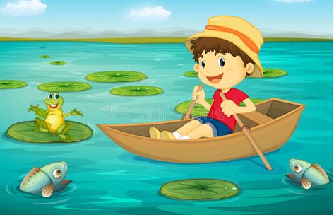 Boy in boat. Illustration of boy in boat in a lake with animal characters , #affiliate, #Illustration, #boat, #Boy, #boy, #characters #ad Lake Animals, Row Row Row Your Boat, Boat Cartoon, Boat Illustration, Row Row Your Boat, Boat Drawing, Moral Stories For Kids, Short Stories For Kids, Boy Illustration