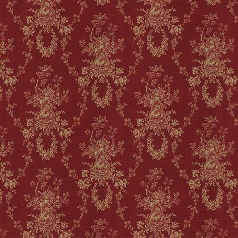 Country House Toile Red Red And Gold Wallpaper, Shades Window Treatments, Dollhouse Rugs, Victorian Room, Shades Window, Calico Corners, Wall Stencil Patterns, Dollhouse Rug, Antique Wallpaper