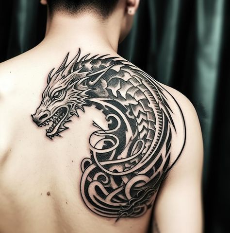 La espalda de un hombre con un tatuaje d... | Premium Photo #Freepik #photo #espalda #diseno #oriental #asiatico Tattoo Espalda Hombre, Tattoo Espalda, Tattoo Black, Dragon Tattoo, Bolivia, Black Tattoos, Premium Photo, Tattoo Ideas, Ash