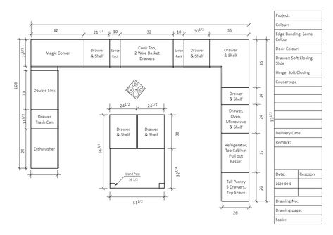 U Shaped Kitchen Plan U Shaped Kitchen Floorplan, U Shaped Kitchen Plans, U Shaped Kitchen With Island, Kitchen Bungalow, U Shaped Modular Kitchen Design, Open Shelving Kitchen Cabinets, Kitchen Sketch, U Shape Kitchen, Wire Basket Shelves