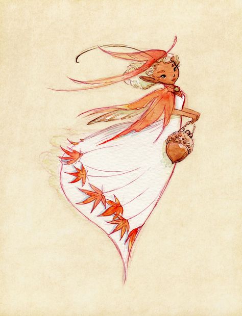 Fall Fairy Drawing, Robin Art, Fairy Clipart, Wee Folk, Flat Photo, Colored Pencil Artwork, Autumn Fairy, Fairy Tattoo, Art Folder