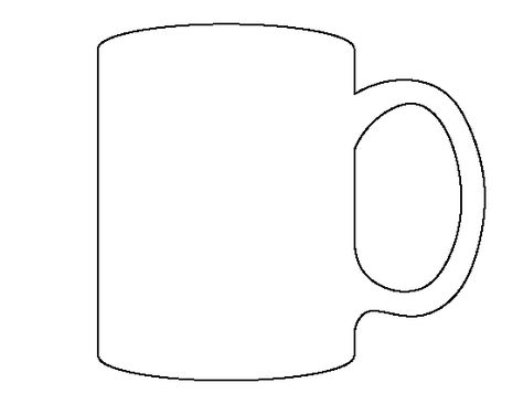 Mug pattern. Use the printable outline for crafts, creating stencils, scrapbooking, and more. Free PDF template to download and print at http://patternuniverse.com/download/mug-pattern/ Coffee Mug Printable Template, Mug Cozy Template Free Printable, Paper Mugs Template, Cup Templates Free Printable, Marshmallow Template Free Printable, Coffee Mug Template Free Printable, Printable Coffee Cup Template, Coffee Cup Template Free Printable, Mug Printing Design Template