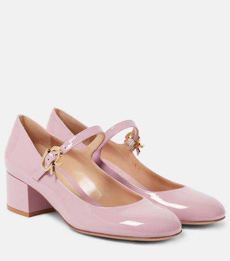 Mary Ribbon patent leather pumps in pink - Gianvito Rossi | Mytheresa Glass Slippers, Mid Heels Pumps, Rossi Shoes, Girly Bags, Pink Pumps, Girly Shoes, Bow Flats, Patent Leather Pumps, Pretty Shoes