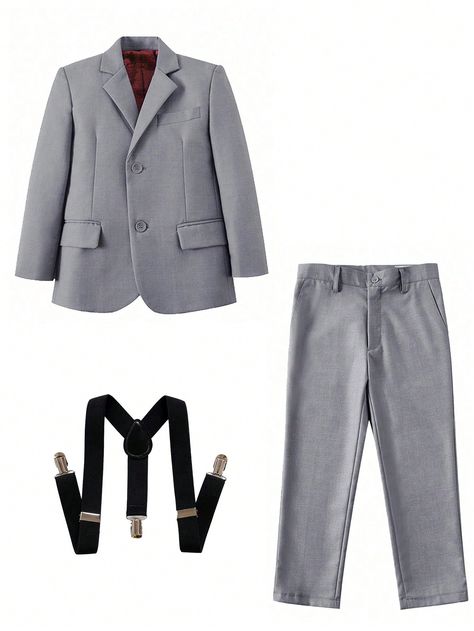 Teenage Boys' Handsome Slim Fit Suit 3-Piece Set, Including Blazer, Pants And SuspendersI discovered amazing products on SHEIN.com, come check them out! Slim Fit Suit, Teenage Boys, Suspenders, Amazing Products, 3 Piece, Slim Fit, Blazer, Pants