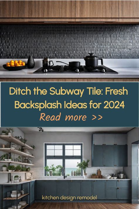 Elevate your kitchen with unique backsplash alternatives that go beyond the classic subway tile. Explore new materials and patterns for a standout design. #KitchenDesignRemodel Kitchen Backsplash Not Subway Tile, Dark Grey Subway Tile Kitchen, The Tile Shop Kitchen Backsplash Ideas, Unique Subway Tile Backsplash, Dark Subway Tile Backsplash, Alternatives To Subway Tile Backsplash, Kitchen Peninsula Backsplash, Alternatives To Backsplash, Backsplash Halfway Up Wall Kitchen