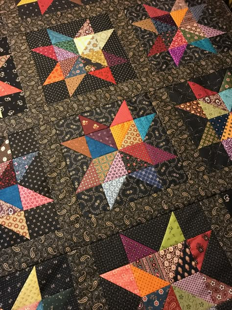 My latest quilt Quilting Ideas Patterns, Quilt Stars, Sawtooth Star, Scrap Quilting, Triangle Quilts, Half Square Triangle Quilts, Scrappy Quilt Patterns, Scrap Quilt Patterns, Picture Quilts