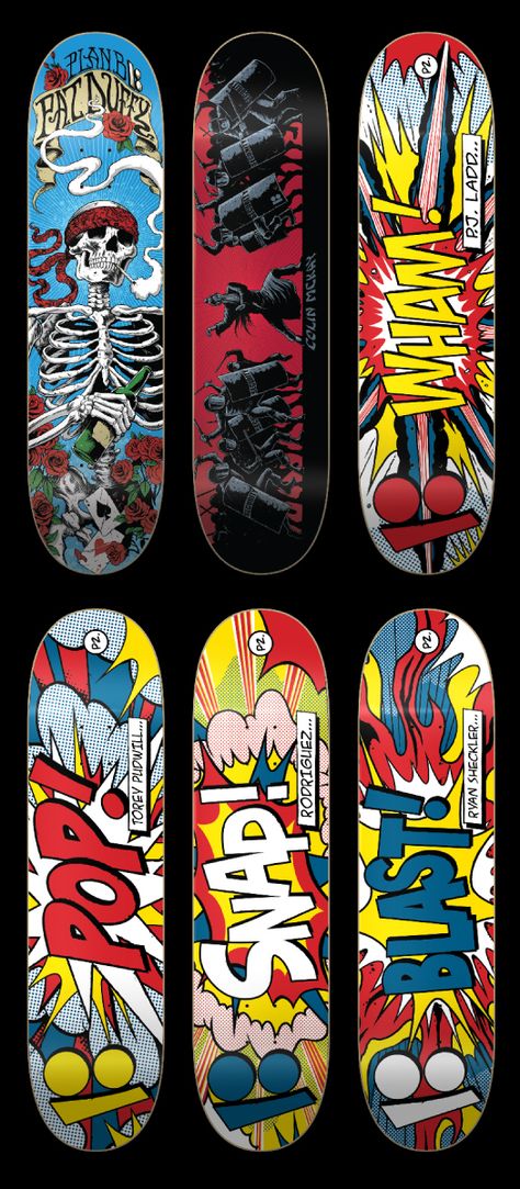 comic-book-skate-deck-art Plan B Skateboards, Sk8er Boi, Skateboard Designs, Longboard Design, Skateboard Deck Art, Deck Art, Skateboard Art Design, Skate And Destroy, Posca Art