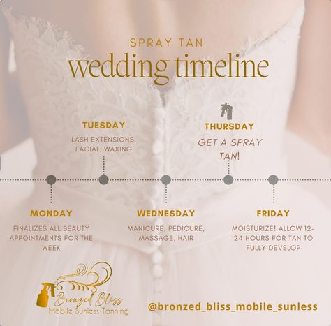 Wedding booked? Time to add a spray tan to your checklist! 💍✨#weddinggoals#mobilespraytanning#getglowingskin Tan Wedding, Tanning Salon, Spray Tan, Sunless Tanning, Wedding Timeline, Wedding Goals, Spray Tanning, Lash Extensions, Tanning