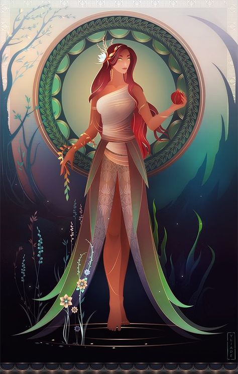 Persephone, Goddess of spring, the wife of Hades and the queen of the Underworld Hades Und Persephone, Persephone Greek Mythology, Persephone Art, Greek Goddess Art, Persephone Goddess, Greek Pantheon, Greek Mythology Gods, Greek Gods And Goddesses, Greek Mythology Art