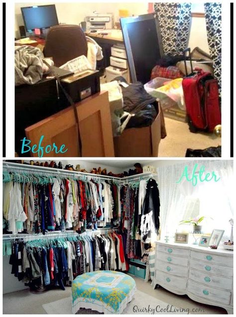 DIY a walk-in-closet on a budget! Organised House, Spare Room Walk In Closet, Bedroom Turned Closet, Spare Bedroom Closets, Spare Room Closet, Closet On A Budget, Ashley Walters, Organised Life, Minimalist Dekor