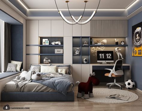 12489. Download Free Children Room Interior Model by Huy Hieu Lee Boys Bedroom Modern, Modern Boys Bedroom, Modern Kids Room Design, Kids Room Interior, Cutie Cat, Bakery Store, Interior Model, Kids Room Interior Design, Study Room Design