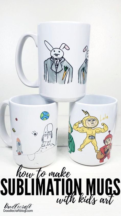 How to Make Sublimation Mugs with Child's Art! Turn a child's precious artwork into the perfect keepsake mugs! Such a great way to turn a picture stuck to the refrigerator into a useful treasure. These custom sublimation mugs make great handmade gifts too! Christmas Diy Art, Diy With Cricut, Diy Christmas Art, Wall Mural Art, Sublimation Gifts, Sublimation Crafts, Fun Mugs, Home Decor Tips And Tricks, Crafts Vintage